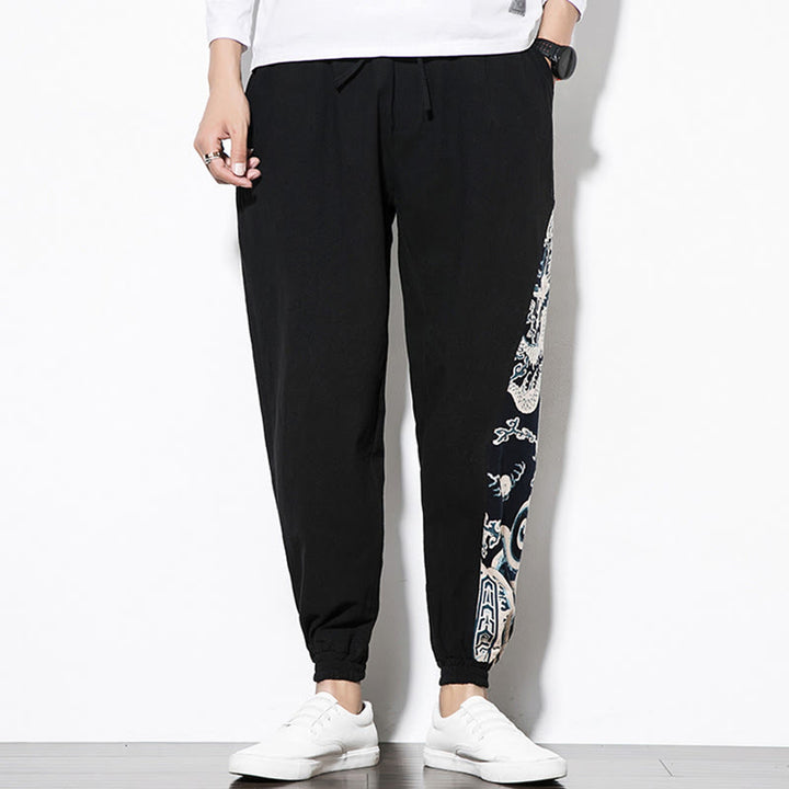 Pantalon en coton pour homme avec poches Buddha Stones Summer Dragon Waves - image 9