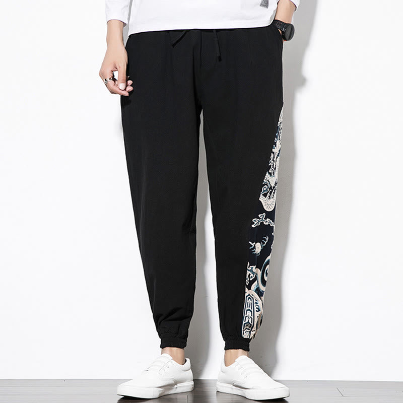 Pantalon en coton pour homme avec poches Buddha Stones Summer Dragon Waves - image 10