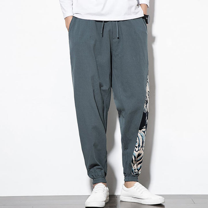 Pantalon en coton pour homme avec poches Buddha Stones Summer Dragon Waves - image 4