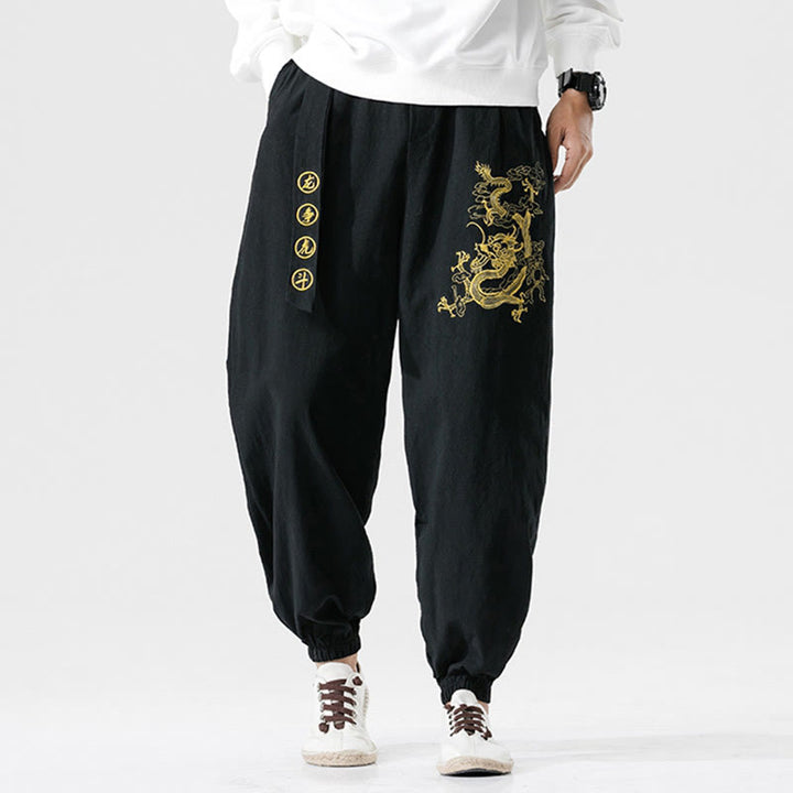 Pantalon en coton pour homme avec poches Motif Buddha Stones Nuages ​​de bon augure Dragon - image 5