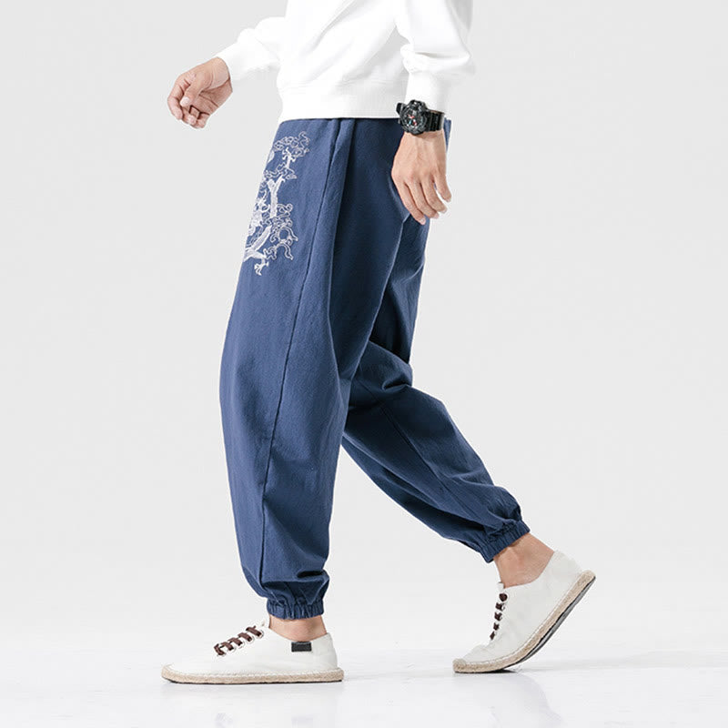 Pantalon en coton pour homme avec poches Motif Buddha Stones Nuages ​​de bon augure Dragon - image 12