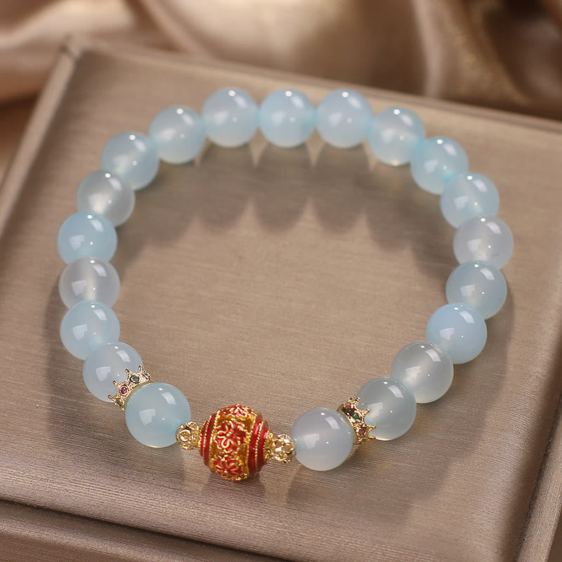 Bracelet de guérison en perles de fleur d'aigue-marine naturelle Buddha Stones