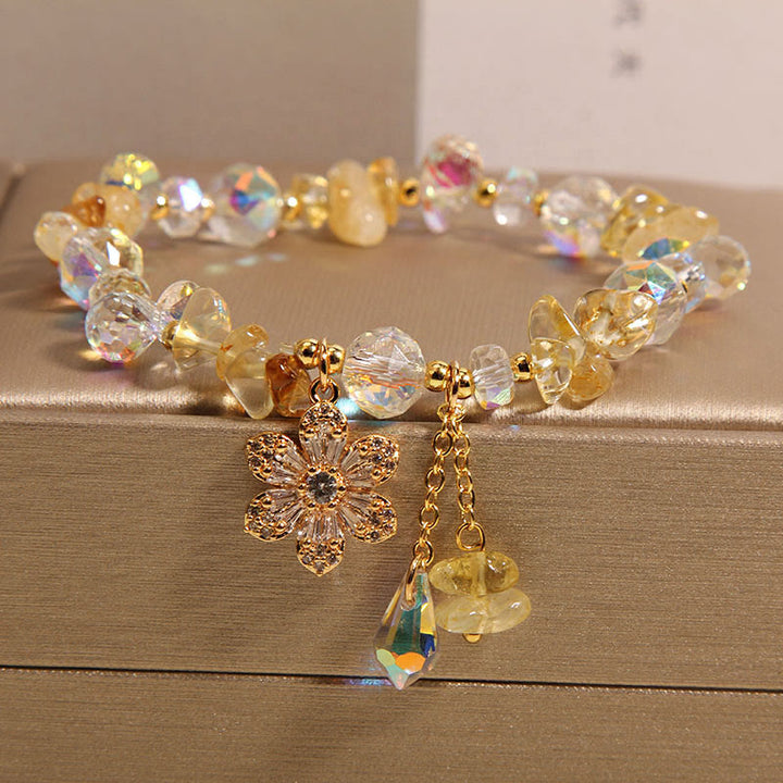 Bracelet de guérison spirituelle en forme de fleur de zircon et de cristal blanc avec Buddha Stones, améthyste, citrine