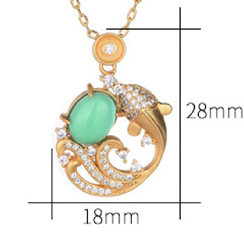 Collier pendentif force poisson koi calcédoine verte Buddha Stones - image 6