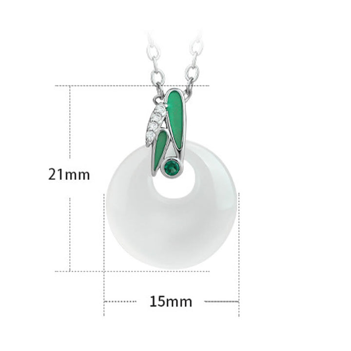 Buddha Stones en calcédoine naturelle et feuille de bambou avec boucle de paix et richesse