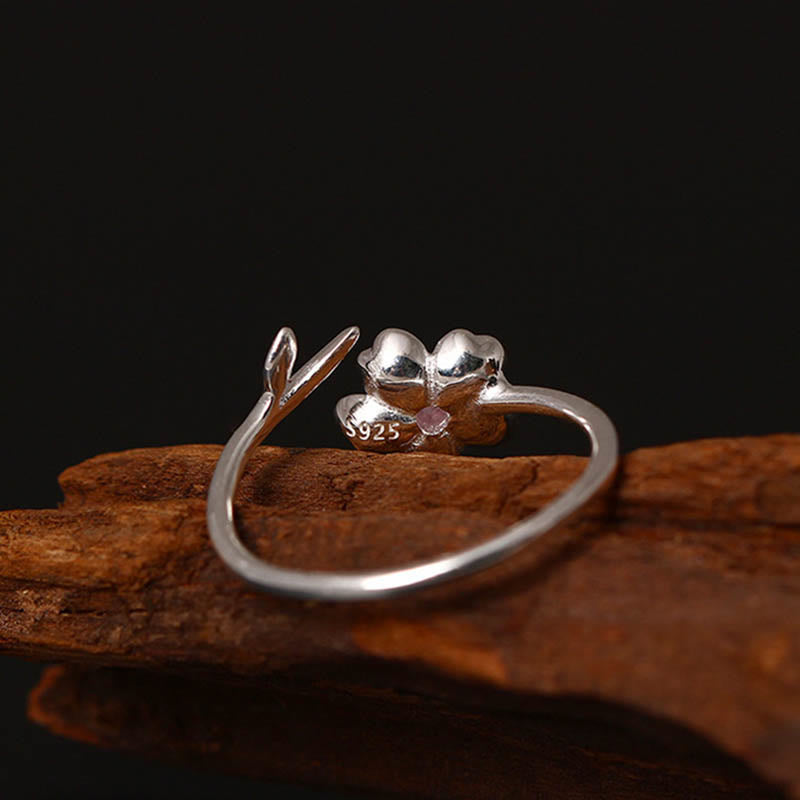 Bague ajustable en argent sterling 925 Buddha Stones et bénédiction de la fleur de cerisier Sakura - image 2