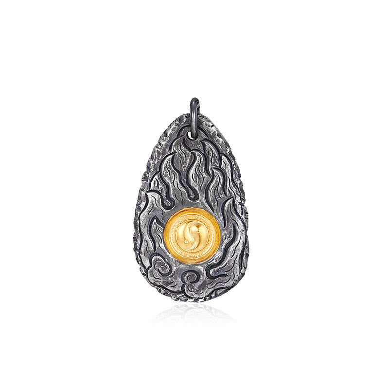Collier pendentif Tai Chi Yin Yang en argent sterling 999 et or 999 Buddha Stones