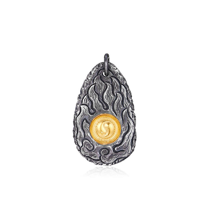 Collier pendentif Tai Chi Yin Yang en argent sterling 999 et or 999 Buddha Stones