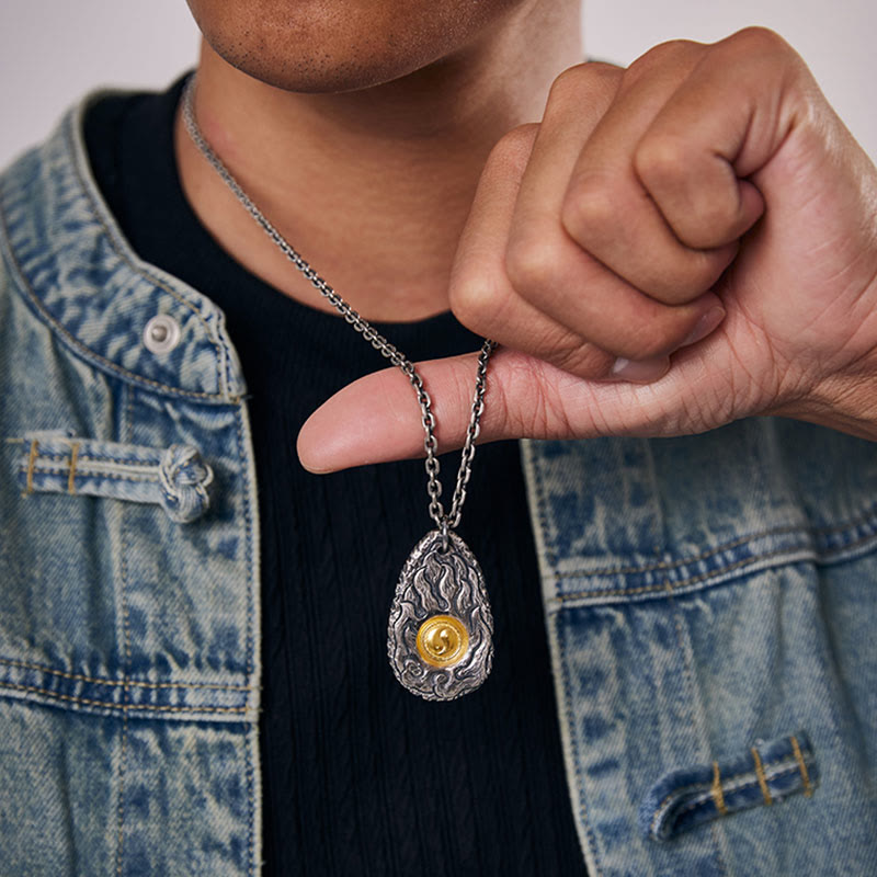 Collier pendentif Tai Chi Yin Yang en argent sterling 999 et or 999 Buddha Stones