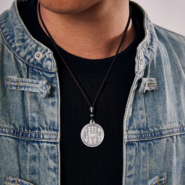 Collier pendentif en argent sterling 999 Buddha Stones, Tai Chi, Yin Yang, Bagua, motif fantômes des montagnes, pour dépenser de l'argent - image 5