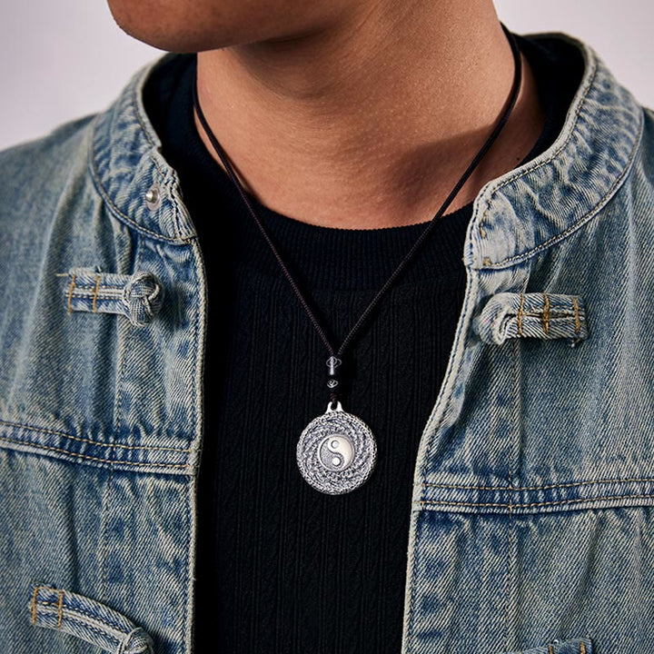 Collier pendentif en argent sterling 999 Buddha Stones, Tai Chi, Yin Yang, Bagua, motif fantômes des montagnes, pour dépenser de l'argent - image 9