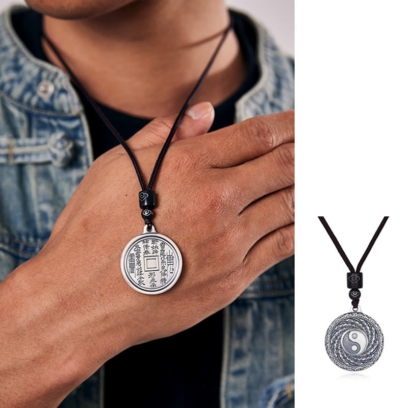 Collier pendentif en argent sterling 999 Buddha Stones, Tai Chi, Yin Yang, Bagua, motif fantômes des montagnes, pour dépenser de l'argent - image 11