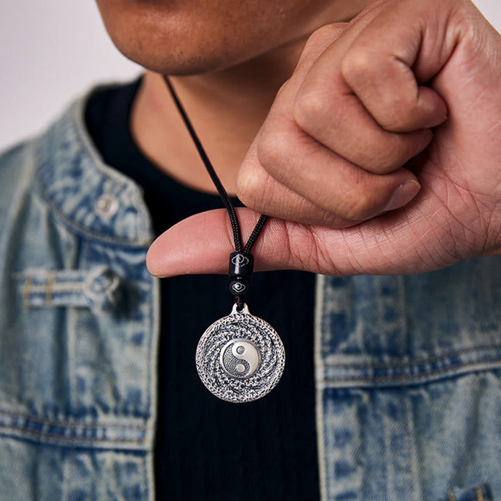 Collier pendentif en argent sterling 999 Buddha Stones, Tai Chi, Yin Yang, Bagua, motif fantômes des montagnes, pour dépenser de l'argent - image 12