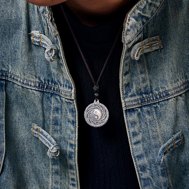 Collier pendentif en argent sterling 999 Buddha Stones, Tai Chi, Yin Yang, Bagua, motif fantômes des montagnes, pour dépenser de l'argent - image 8