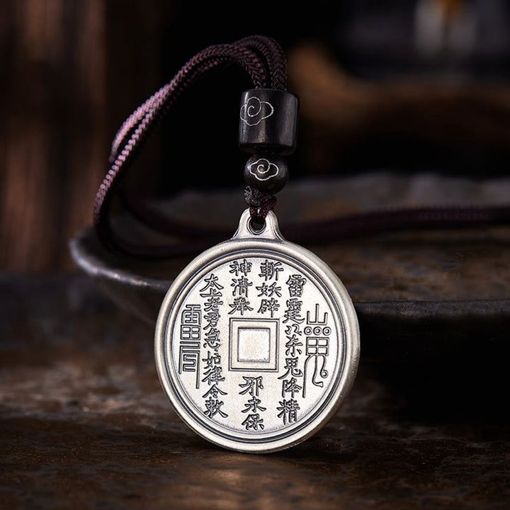 Collier pendentif en argent sterling 999 Buddha Stones, Tai Chi, Yin Yang, Bagua, motif fantômes des montagnes, pour dépenser de l'argent - image 2