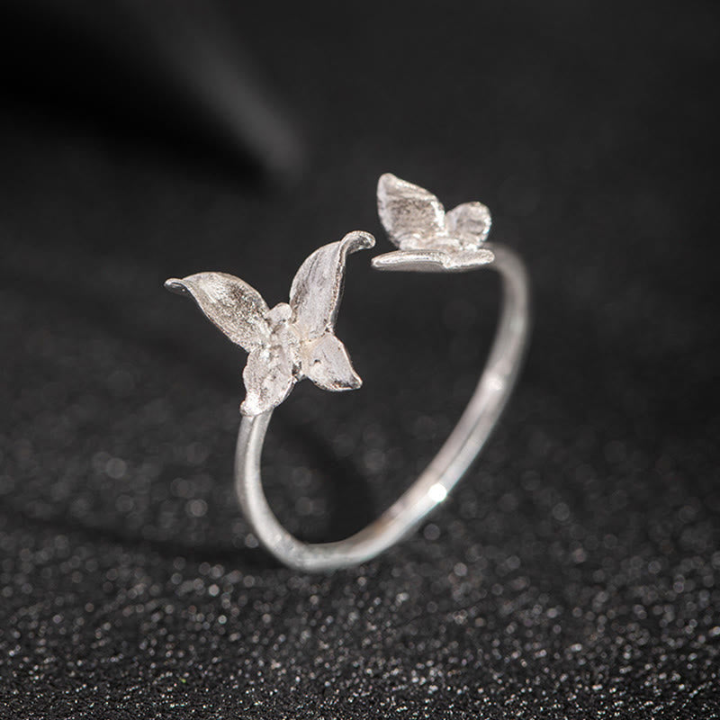 Bague d'amour papillon en argent sterling 925 avec Buddha Stones