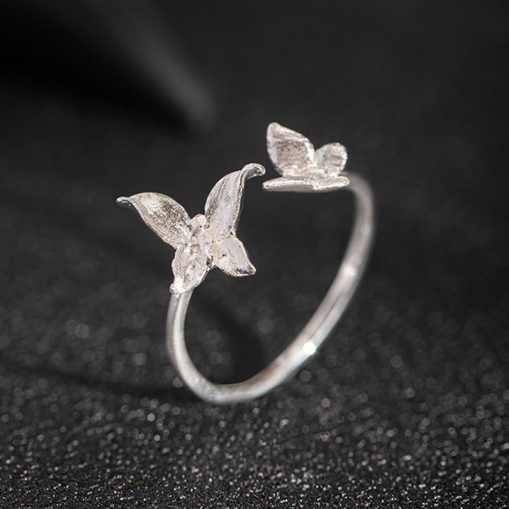 Bague d'amour papillon en argent sterling 925 avec Buddha Stones