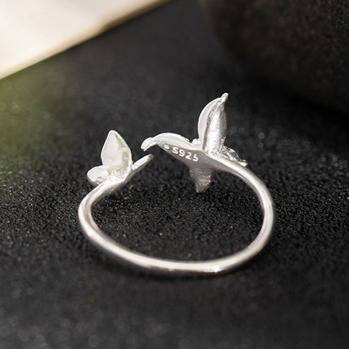 Bague d'amour papillon en argent sterling 925 avec Buddha Stones