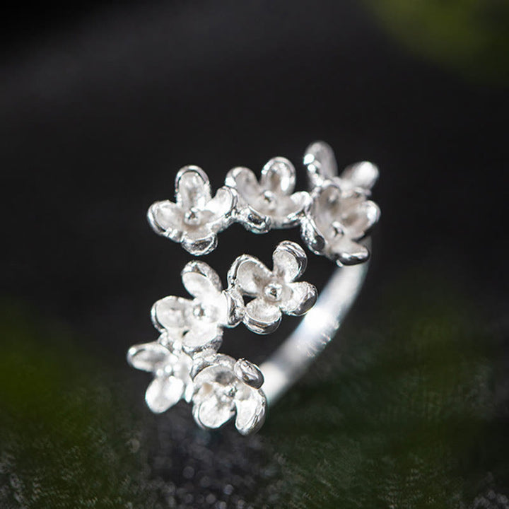 Bague Osmanthus Fragrans en argent sterling 925 avec Buddha Stones - image 6