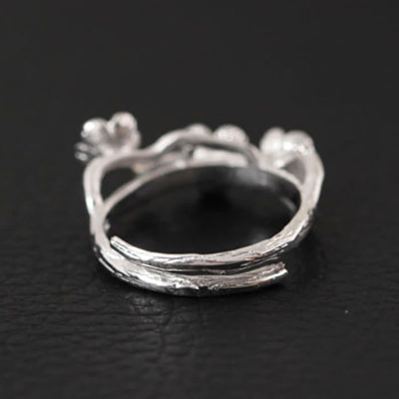 Bague calme en argent sterling 925 avec Buddha Stones et prune