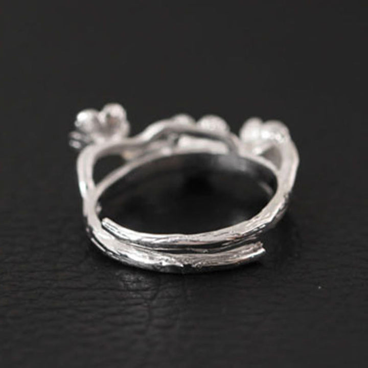 Bague calme en argent sterling 925 avec Buddha Stones et prune