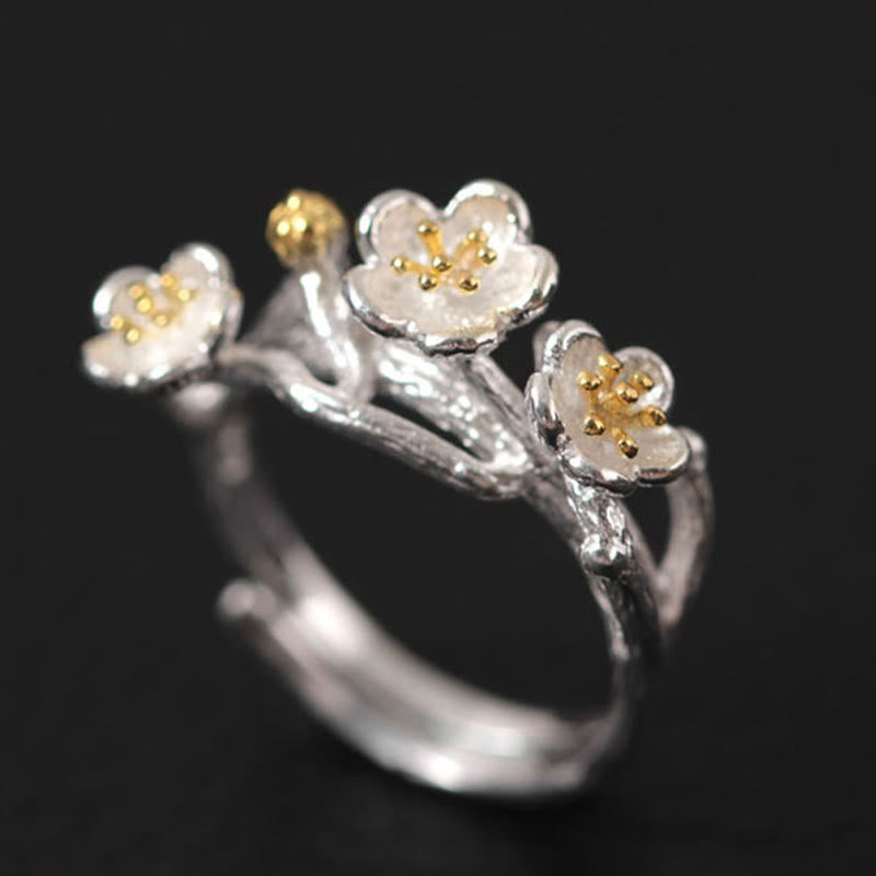 Bague calme en argent sterling 925 avec Buddha Stones et prune - Argent - image 0