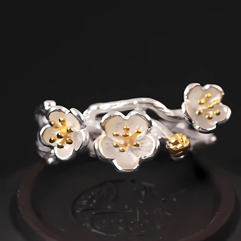 Bague calme en argent sterling 925 avec Buddha Stones et prune