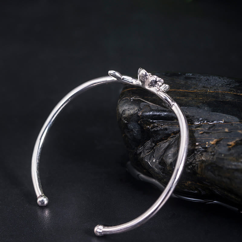 Bracelet porte-bonheur en argent sterling 925 avec Buddha Stones et fleurs de cerisier