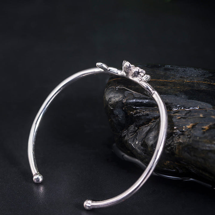 Bracelet porte-bonheur en argent sterling 925 avec Buddha Stones et fleurs de cerisier