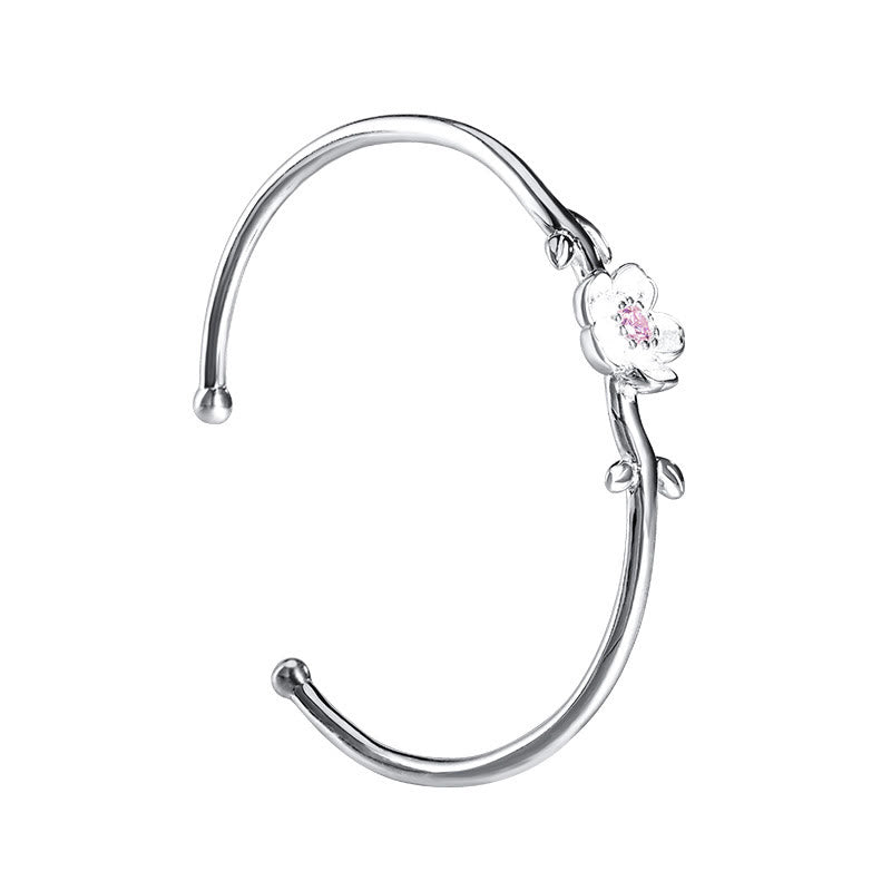 Bracelet porte-bonheur en argent sterling 925 avec Buddha Stones et fleurs de cerisier
