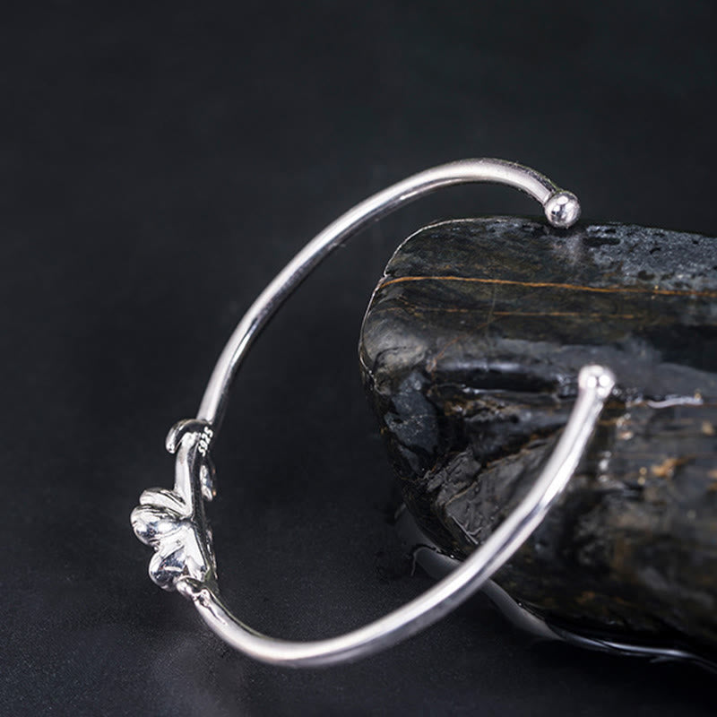 Bracelet porte-bonheur en argent sterling 925 avec Buddha Stones et fleurs de cerisier