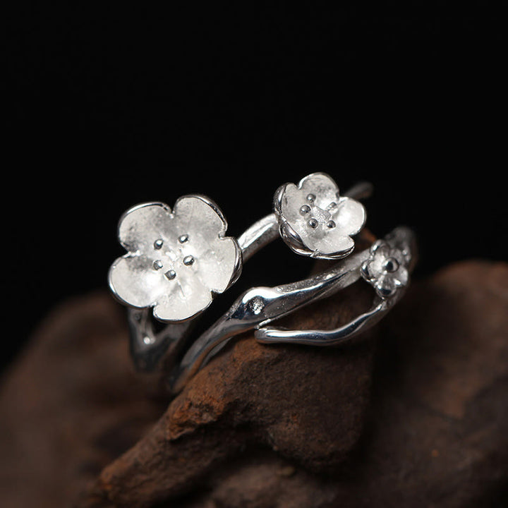 Bague d'équilibre en argent sterling 925 avec Buddha Stones et prune