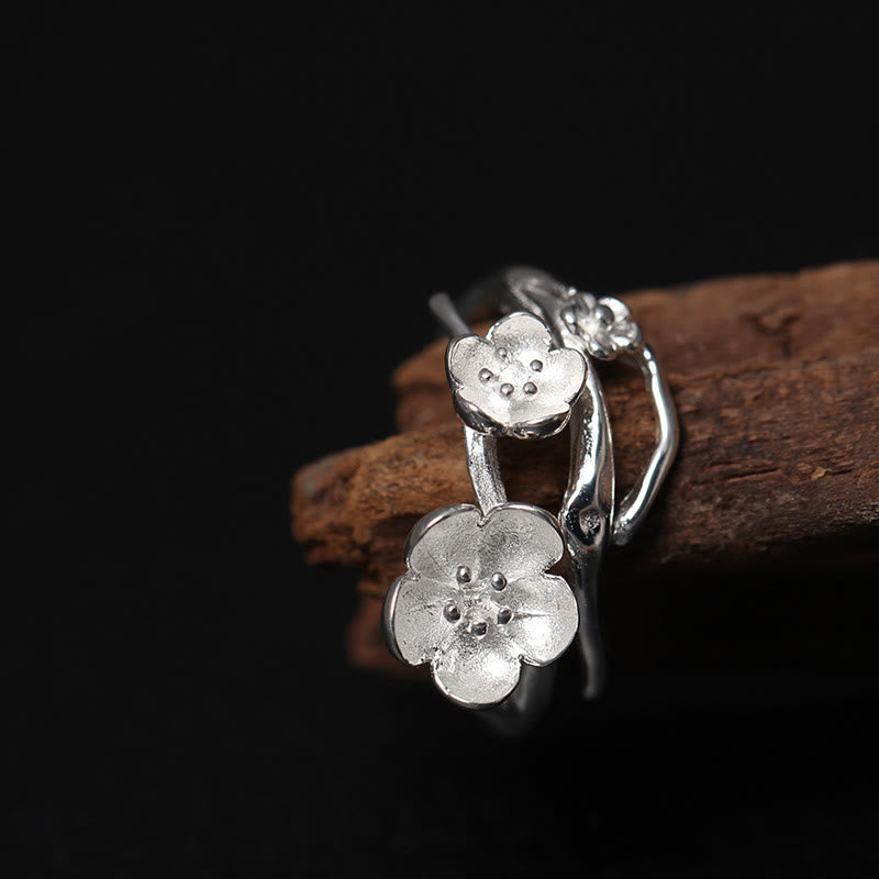 Bague d'équilibre en argent sterling 925 avec Buddha Stones et prune