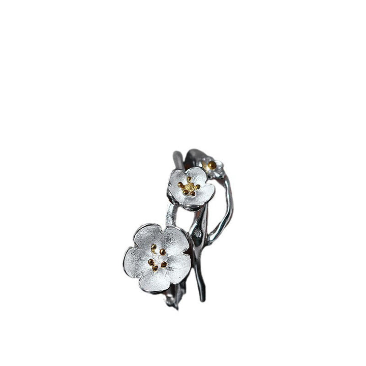 Bague d'équilibre en argent sterling 925 avec Buddha Stones et prune