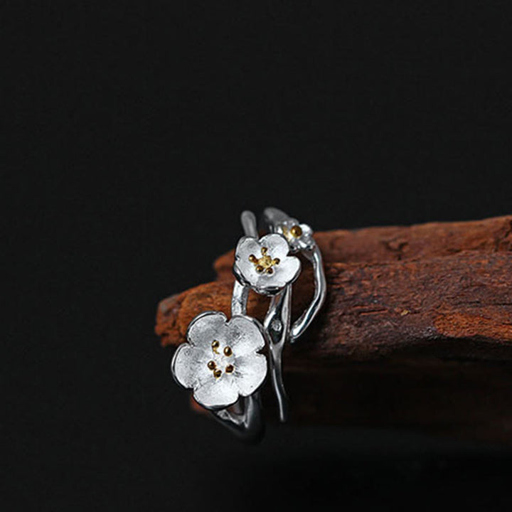 Bague d'équilibre en argent sterling 925 avec Buddha Stones et prune