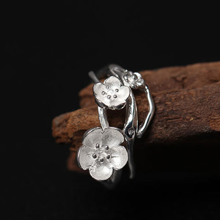 Bague d'équilibre en argent sterling 925 avec Buddha Stones et prune