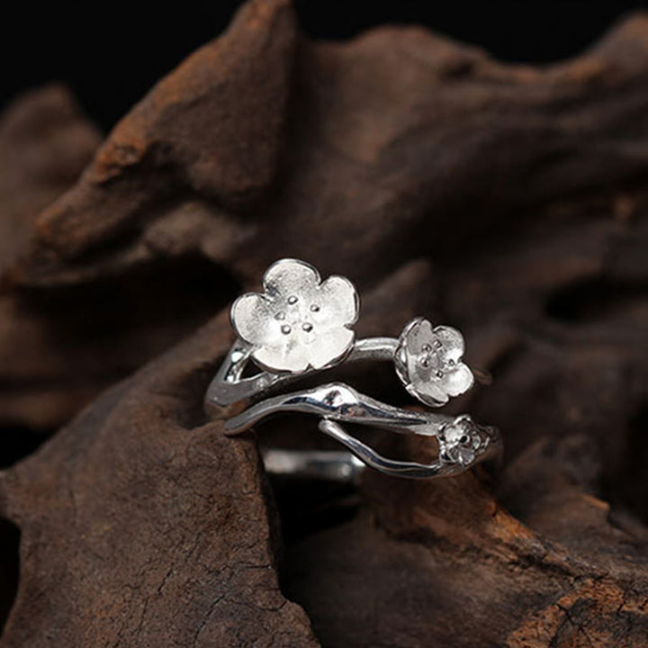 Bague d'équilibre en argent sterling 925 avec Buddha Stones et prune