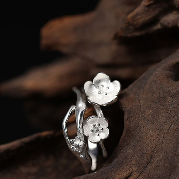 Bague d'équilibre en argent sterling 925 avec Buddha Stones et prune