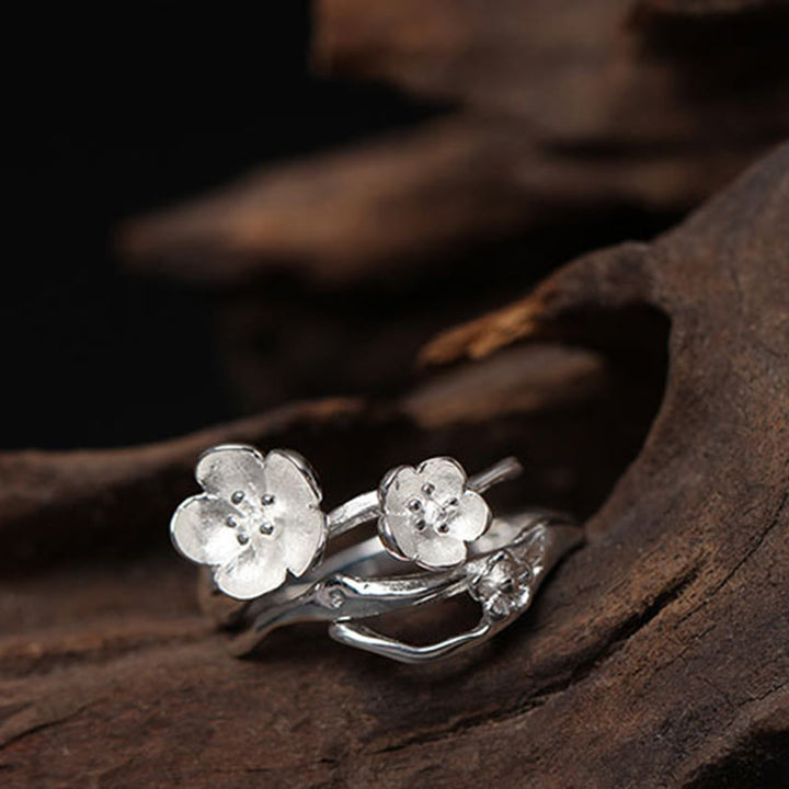 Bague d'équilibre en argent sterling 925 avec Buddha Stones et prune