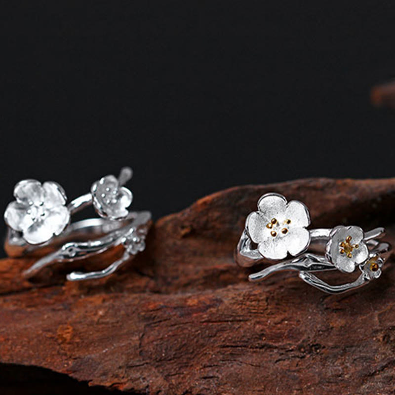 Bague d'équilibre en argent sterling 925 avec Buddha Stones et prune