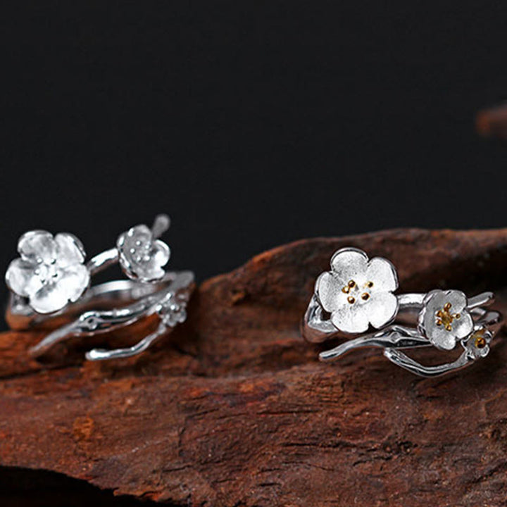 Bague d'équilibre en argent sterling 925 avec Buddha Stones et prune