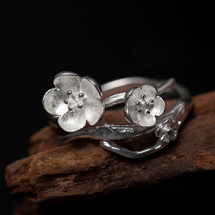 Bague d'équilibre en argent sterling 925 avec Buddha Stones et prune
