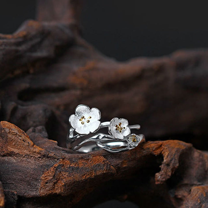 Bague d'équilibre en argent sterling 925 avec Buddha Stones et prune - image 15