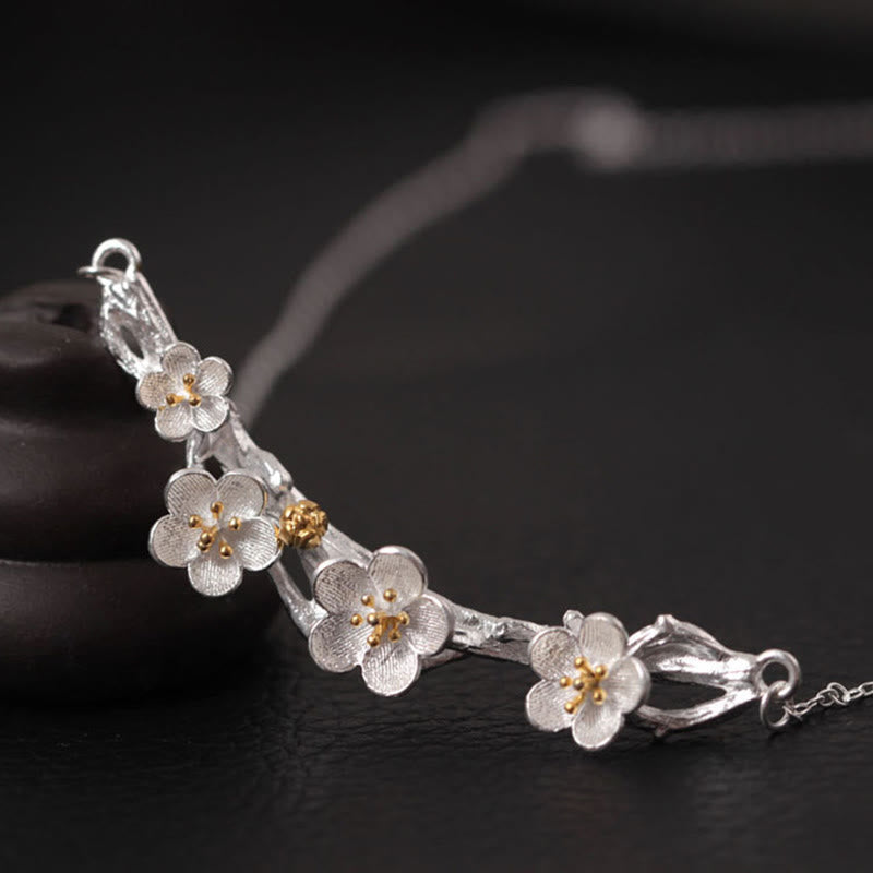Collier avec pendentif de protection en argent sterling 925 et Buddha Stones - Bossom Prune en Argent Sterling 925 - image 0