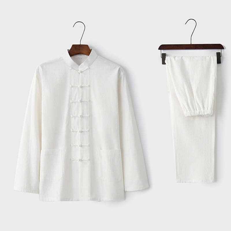 Chemise à manches longues et pantalon à boutons de grenouille Buddha Stones Tang pour homme