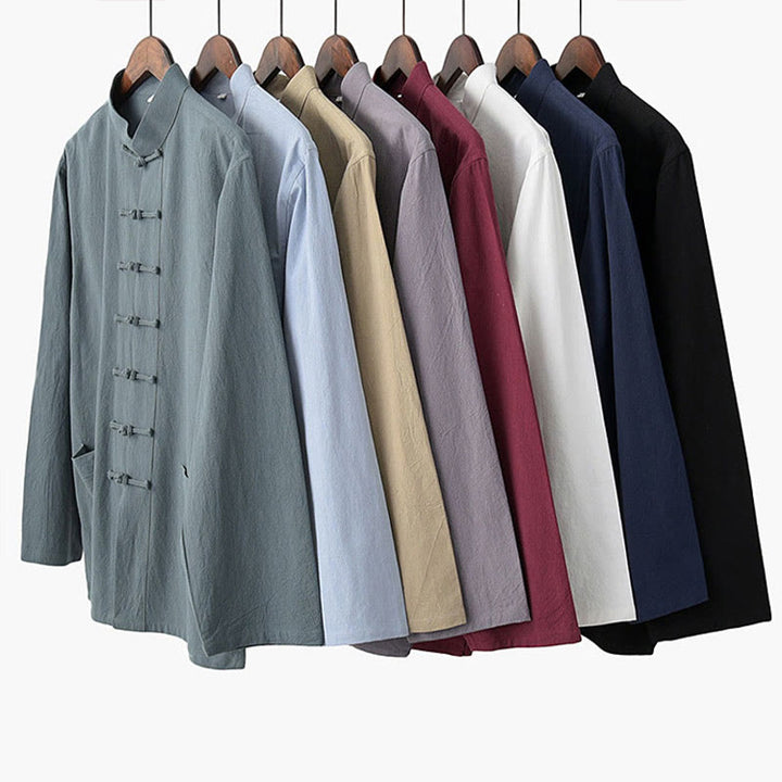 Chemise à manches longues et pantalon à boutons de grenouille Buddha Stones Tang pour homme