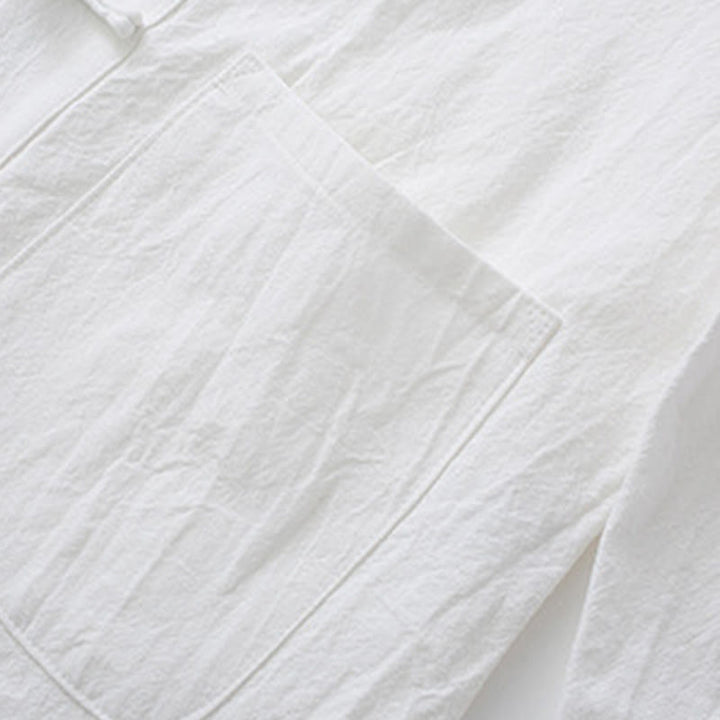 Chemise à manches longues et pantalon pour homme avec boutons de grenouille et Buddha Stones