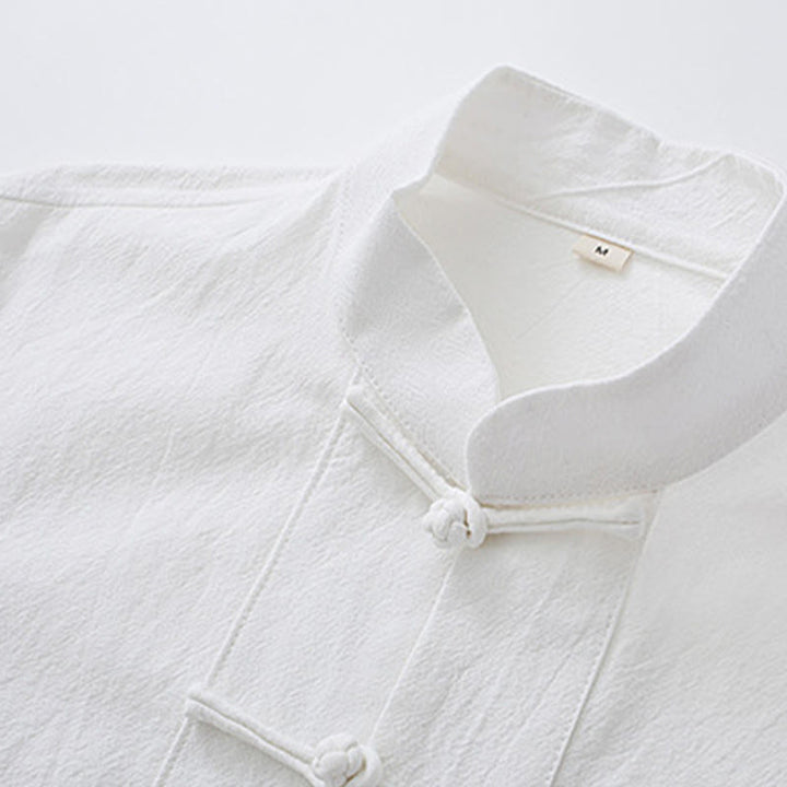 Chemise à manches longues et pantalon pour homme avec boutons de grenouille et Buddha Stones