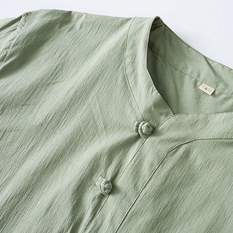 Chemise à manches trois-quarts et pantalon à boutons de grenouille Buddha Stones pour homme - image 12