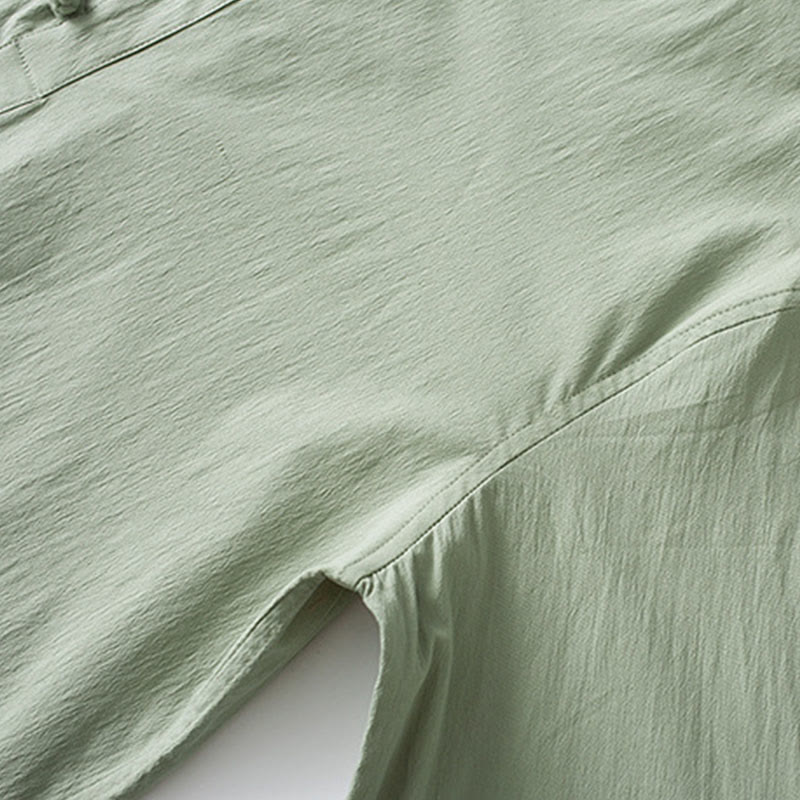 Chemise à manches trois-quarts et pantalon à boutons de grenouille Buddha Stones pour homme - image 11